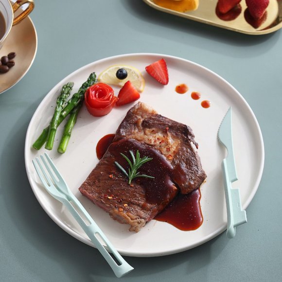 Cutlery Portable Travel Plastic Wheat Material Spoon Fork And Knife Set - Picture 6 of 16